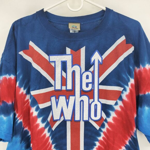 Vintage Liquid Blue The Who Long Live Rock Red and Blue Tie Dye Graphic Shirt 2X - Picture 6 of 10